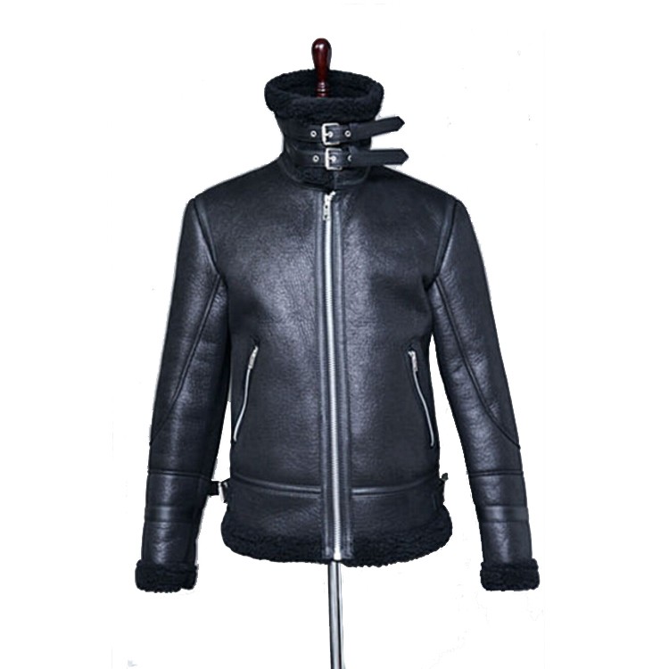 FrostGuard: High-Neck Fur-Lined Leather Jacket