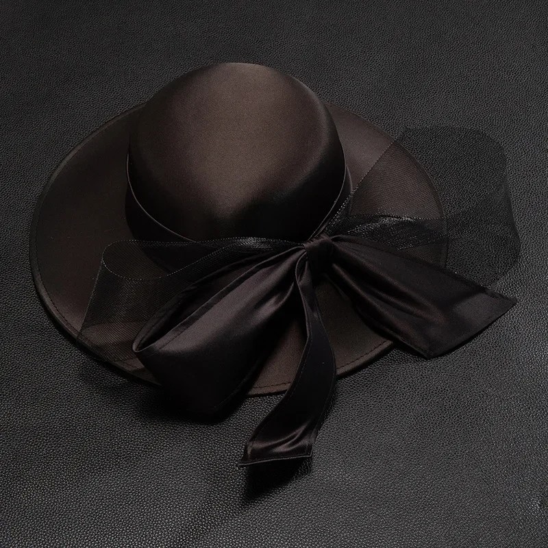French Bow Knot Satin Top Hat for Women