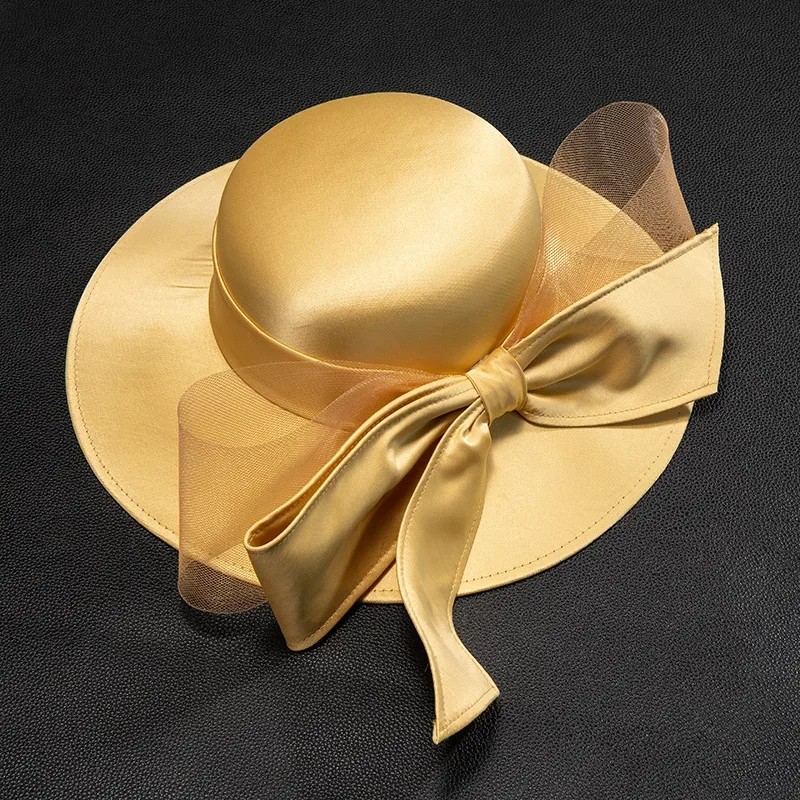 French Bow Knot Satin Top Hat for Women