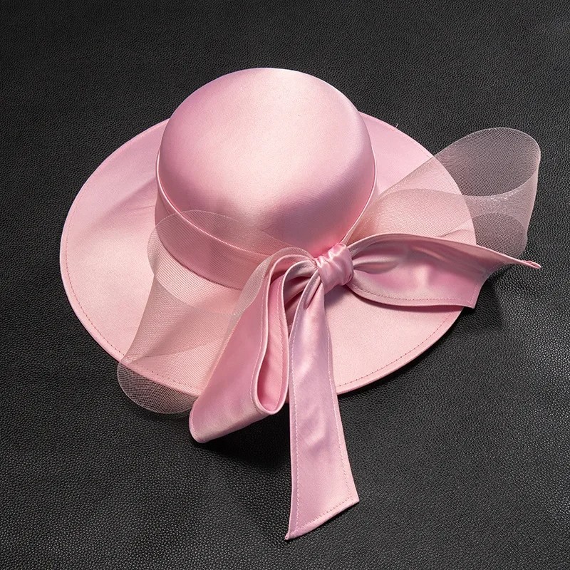 French Bow Knot Satin Top Hat for Women