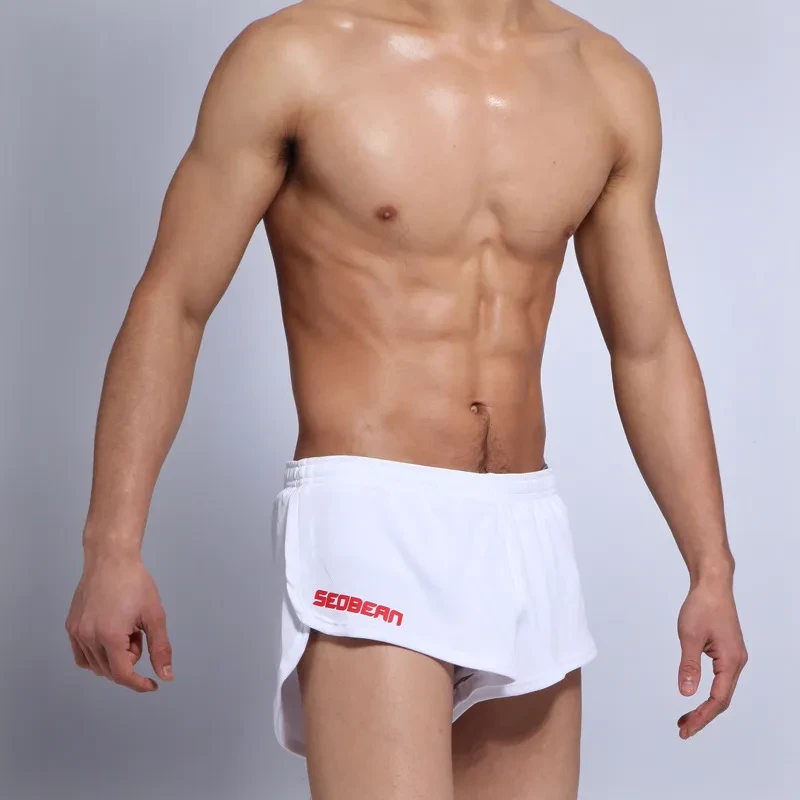 Men's Home Yoga Running Gym Panties Men's Sports Shorts White
