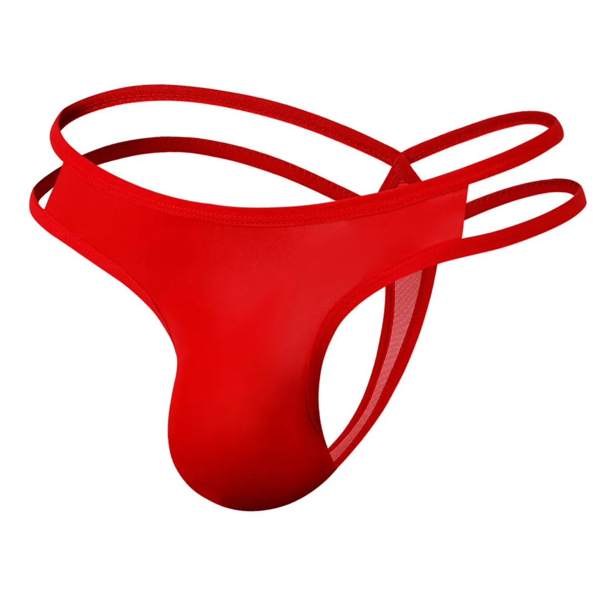 Low Waist Ultra-thin Silky Men's Thong Red
