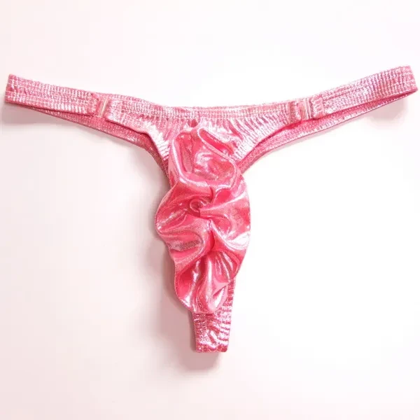 Low-waist Thin Belt Transparent Button-down Underpants Pink