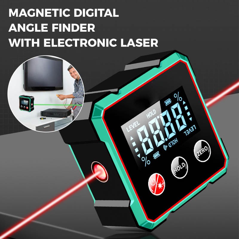 4-Side Magnetic Digital Angle Gauge with Laser