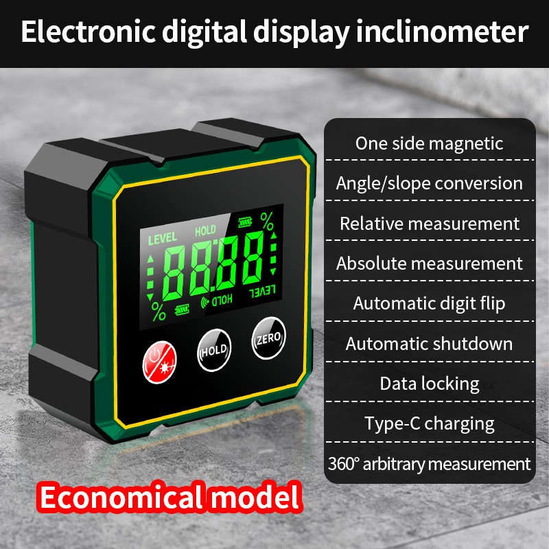 4-Side Magnetic Digital Angle Gauge with Laser