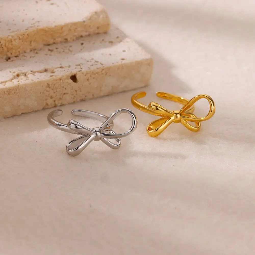 Bowkot Rings for Women & Girls: Open Waterproof Premium Stainless Steel Ring