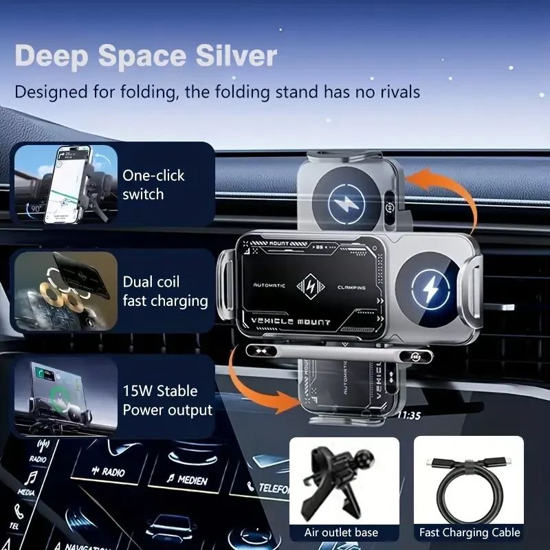 BILOLLY 2025 Smart Car Wireless Charging Phone Holder