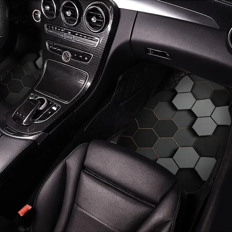 4pcs Hexagonal Pattern Car Floor Mats