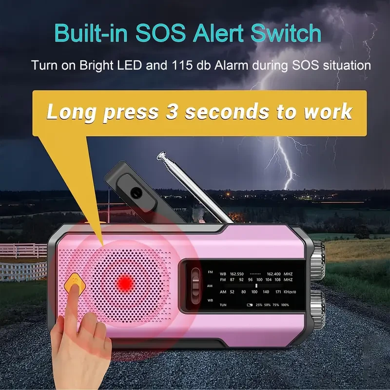 Daykit Hand Crank Radio  AM/FM, Solar, Flashlight & SOS Alarm
