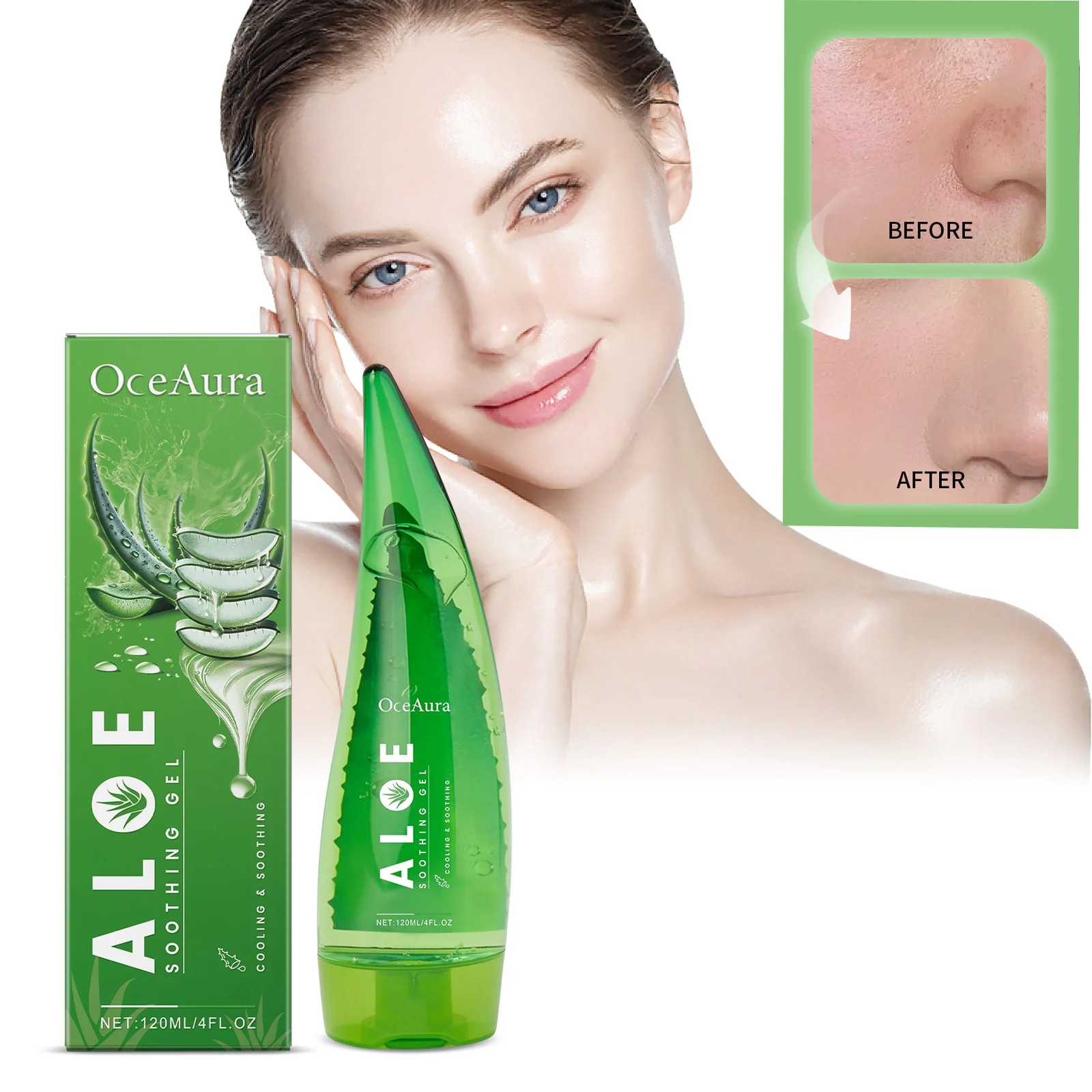 120ml Natural Organic Aloe Vera Gel - Skin Lightening, Moisturizing