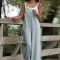 Ladies' Solid Color Casual Sleeveless Adjustable Wide Leg Jumpsuit