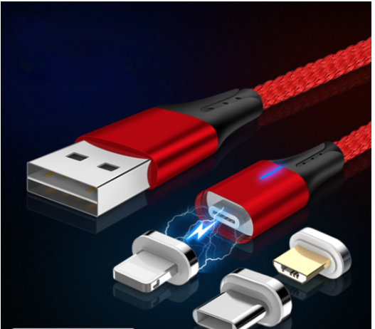 Compatible with Apple , Magnetic data line double U three-in-one source magnetic data line