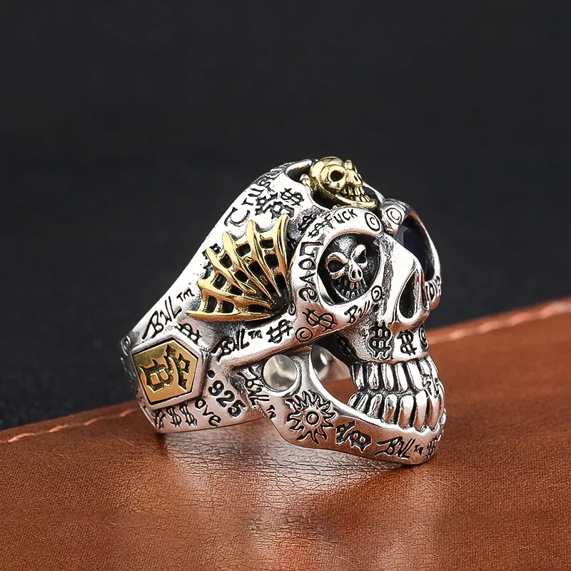 mens sterling silver skull rings