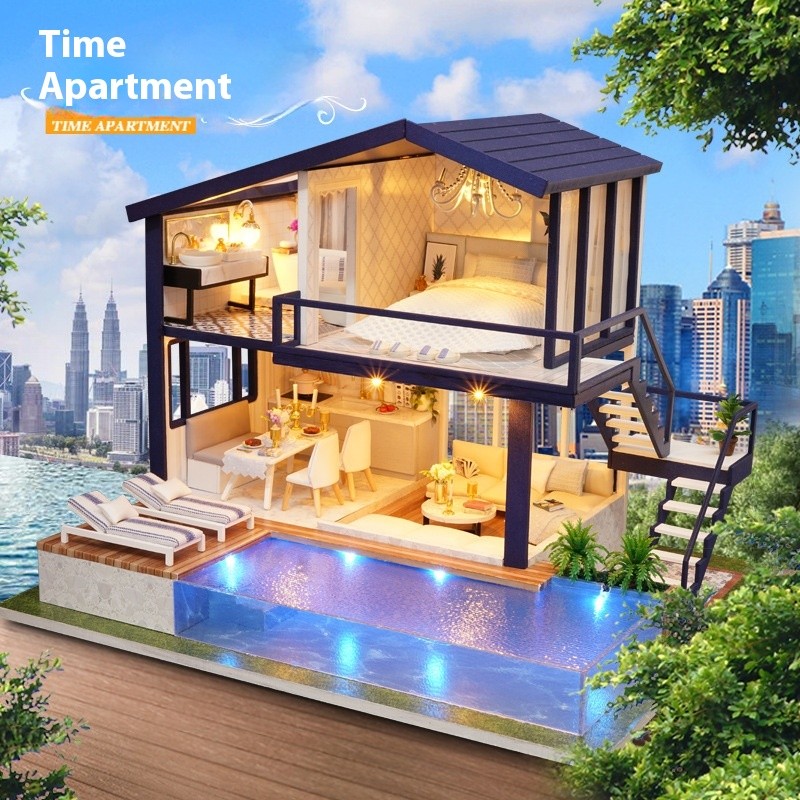 Girls' Toy Handmade Diy Cottage Assembled Large Villa