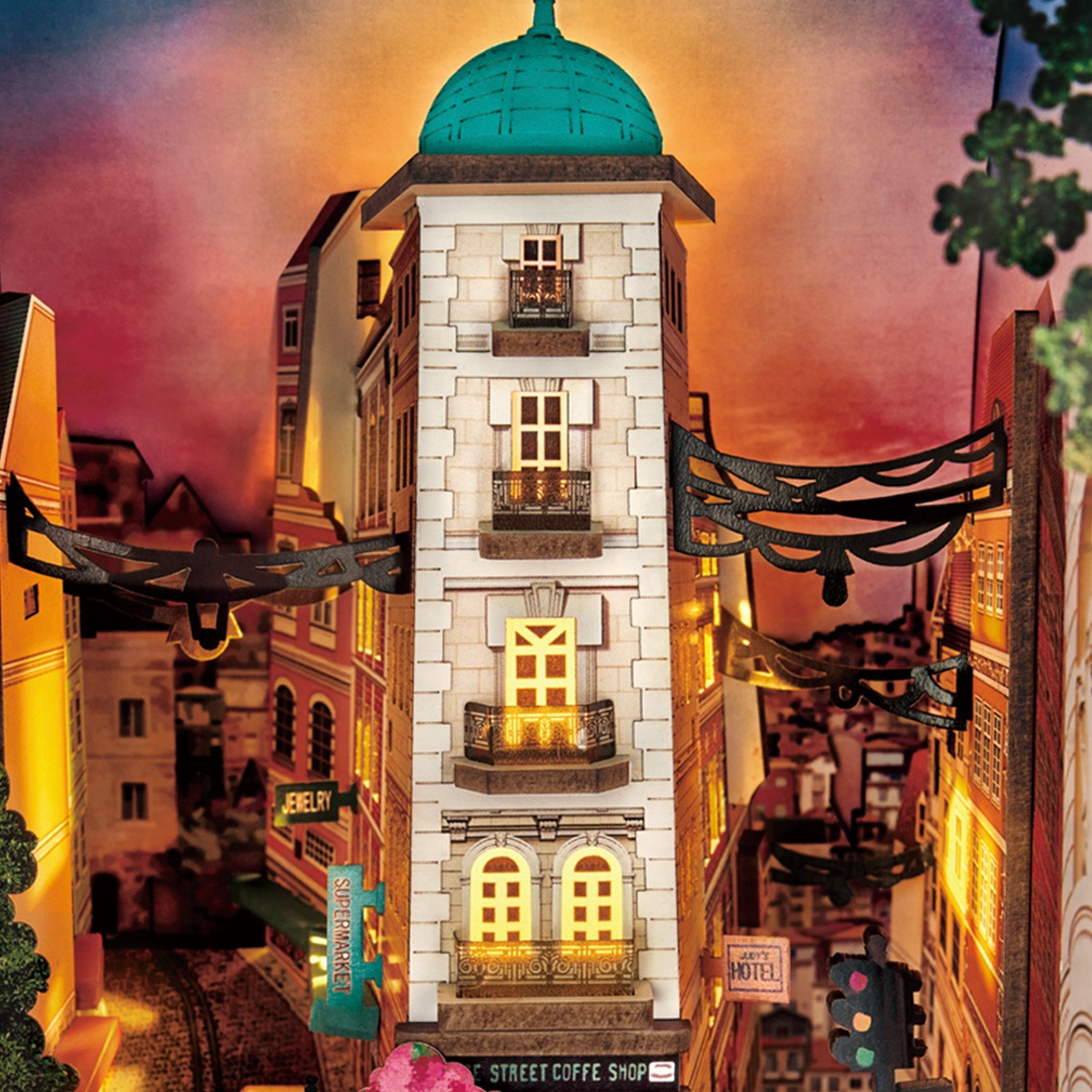 Rolife Book Nook Kit DIY 3D Wooden Miniature Street Scene With LED Lighting For Adults