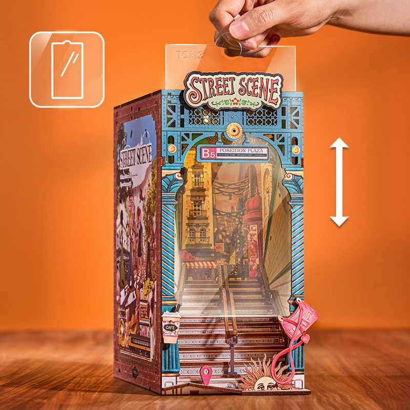 Rolife Book Nook Kit DIY 3D Wooden Miniature Street Scene With LED Lighting For Adults