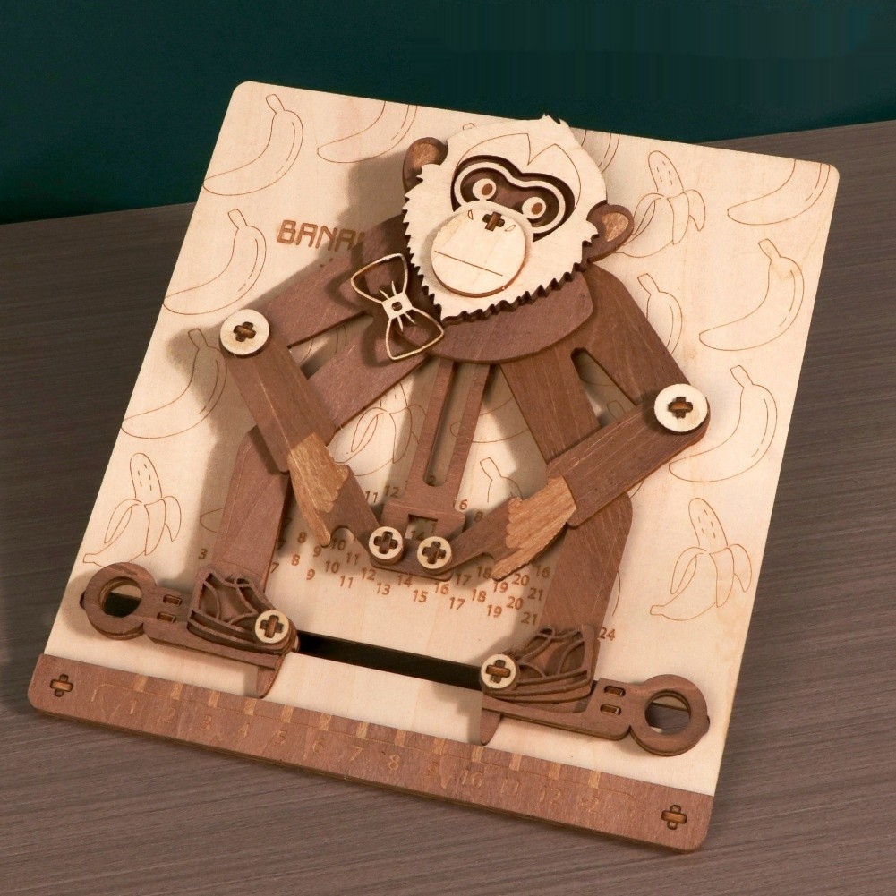 Monkey Wooden Mechanical Model Movable Assembled Children's Educational Toys
