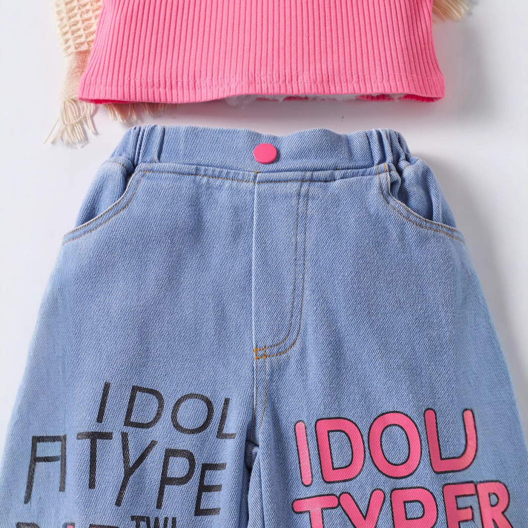 New Girls' Solid Color Sleeveless Vest Letters