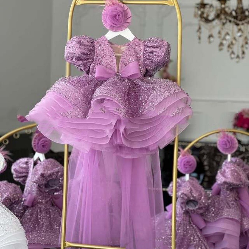 Children's Purple Short Sequined Pettiskirt Fashion