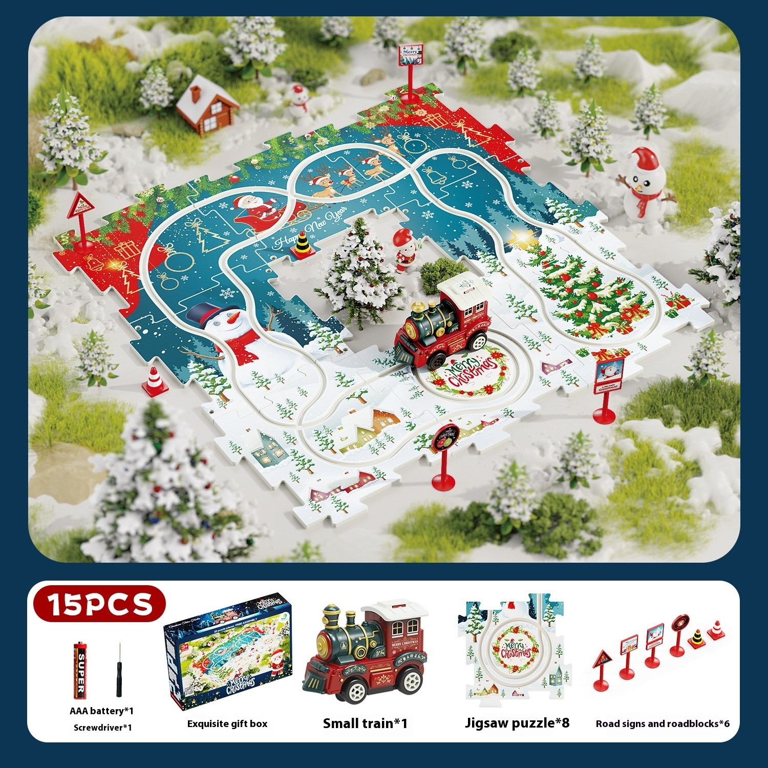 DIY And Versatile Assembly Of Children's Christmas Puzzle Track Car