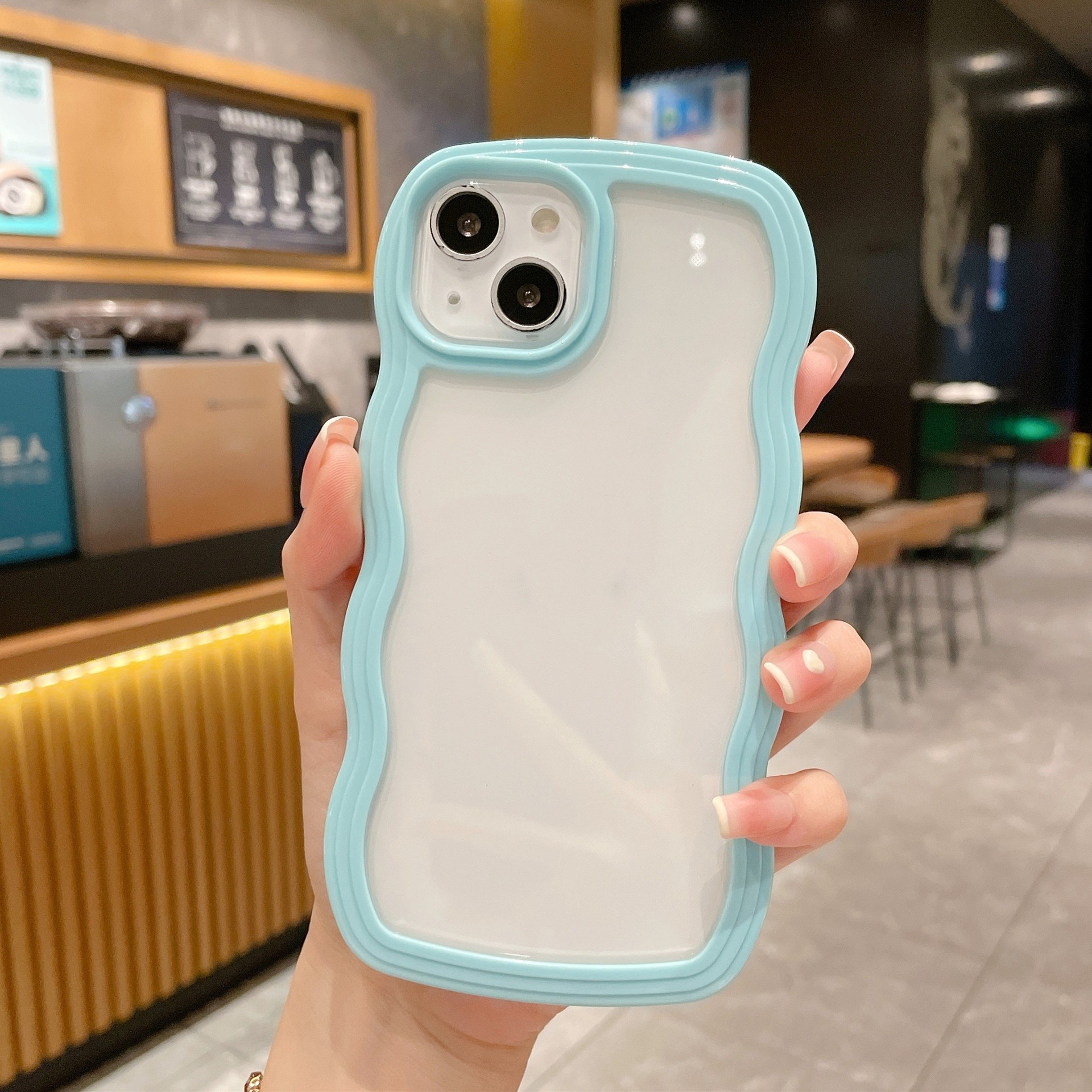 Wave Border Solid Color Phone Case Cover