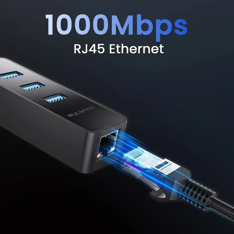 PULWTOP 4-in-1 USB HUB with 3 USB-A 3.0 Ports