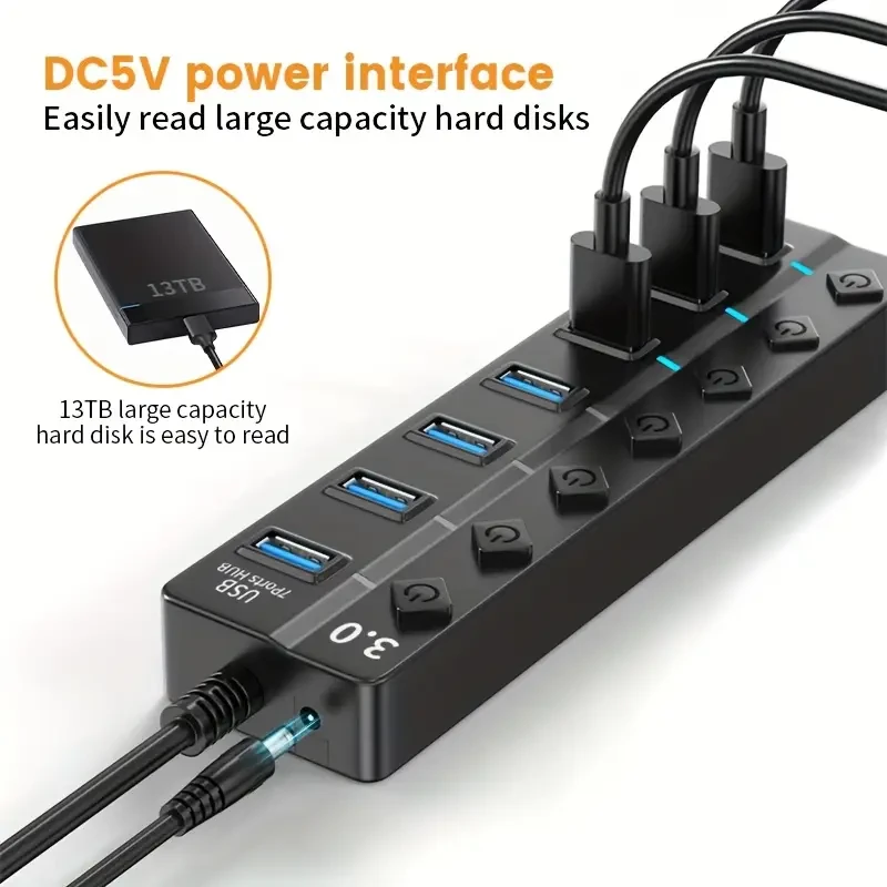 USB Hub 3.0 7-Port Hub Splitter