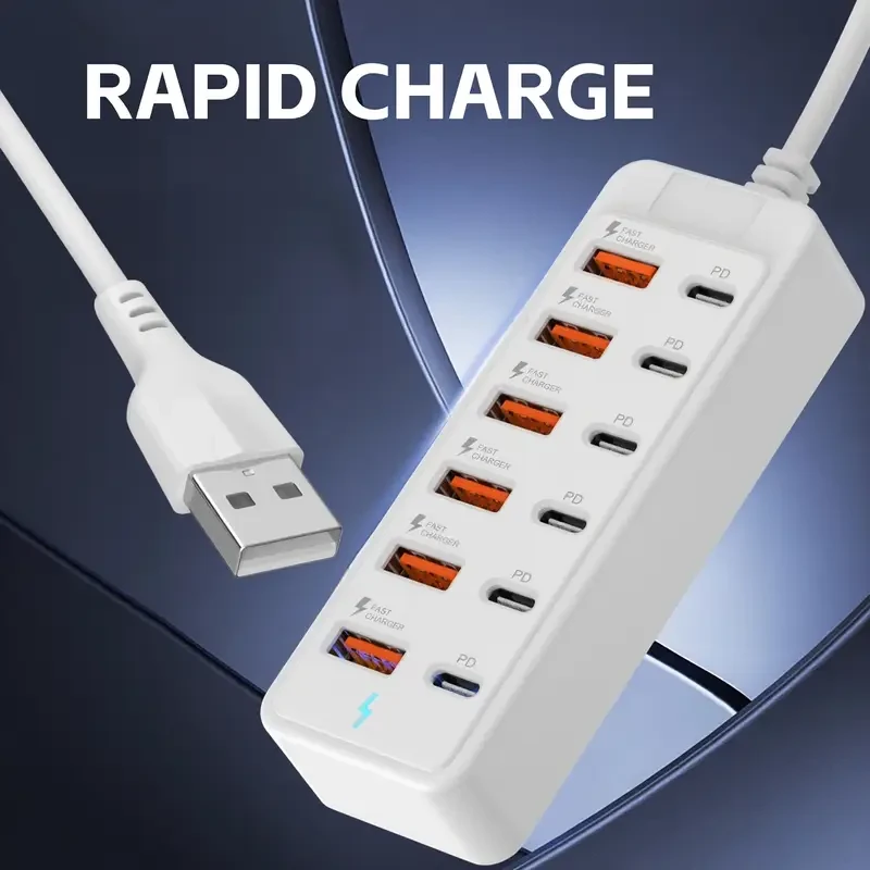 12-Port USB 3.0 & Type-C Fast Charging Power Strip