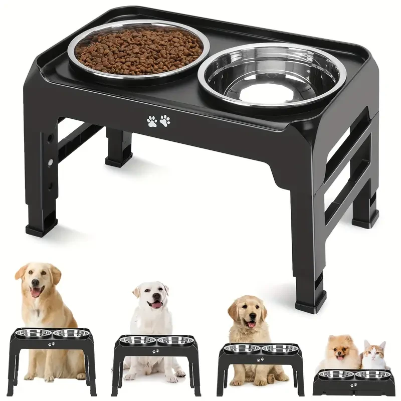 Elevated Dog Bowls | 4 Height Adjustable Raised Dog Bowl Stand