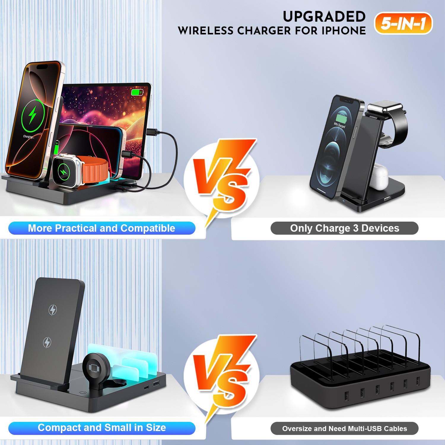 New Five-in-one Desktop Multi-function Magnetic Charger