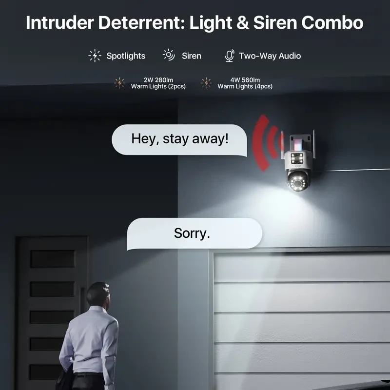 ZOSI 4K Dual-Lens PTZ Security Camera - 360 Outdoor, 8X Zoom, Color Night Vision (C298 Max)