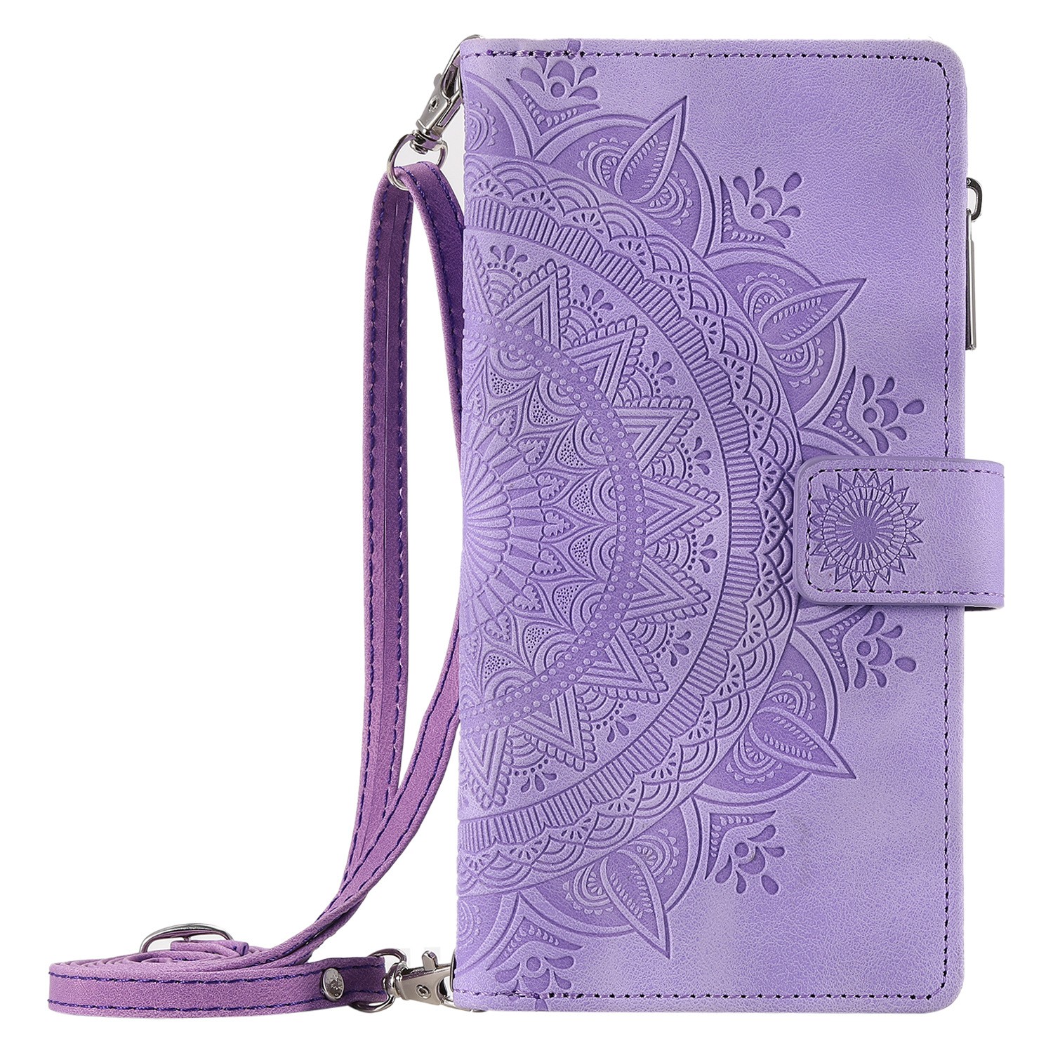 Multi-card Embossed Totem Leather Card Zipper Bag Phone Case