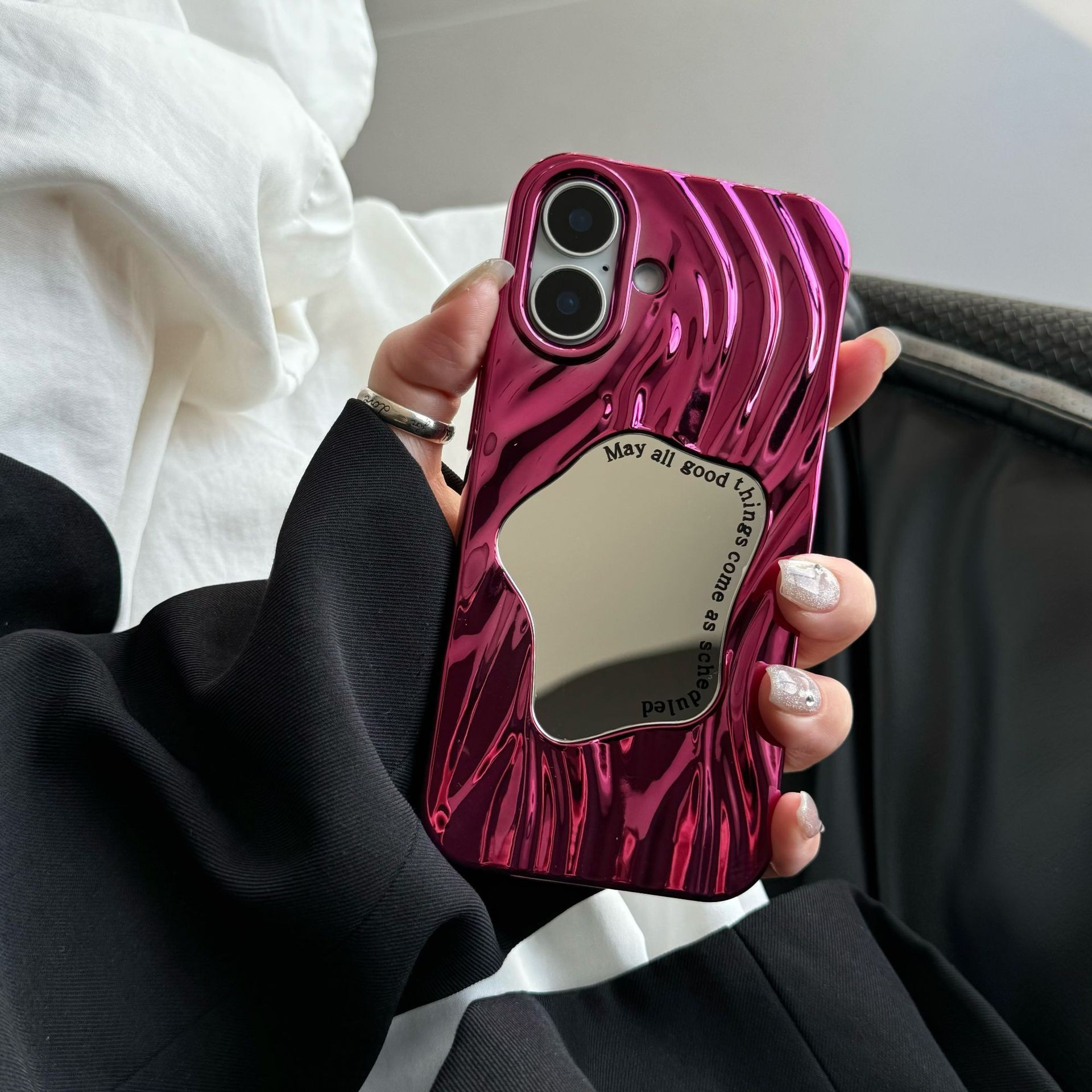 Electroplating Wave Pattern Mirror Phone Case Advanced Sense