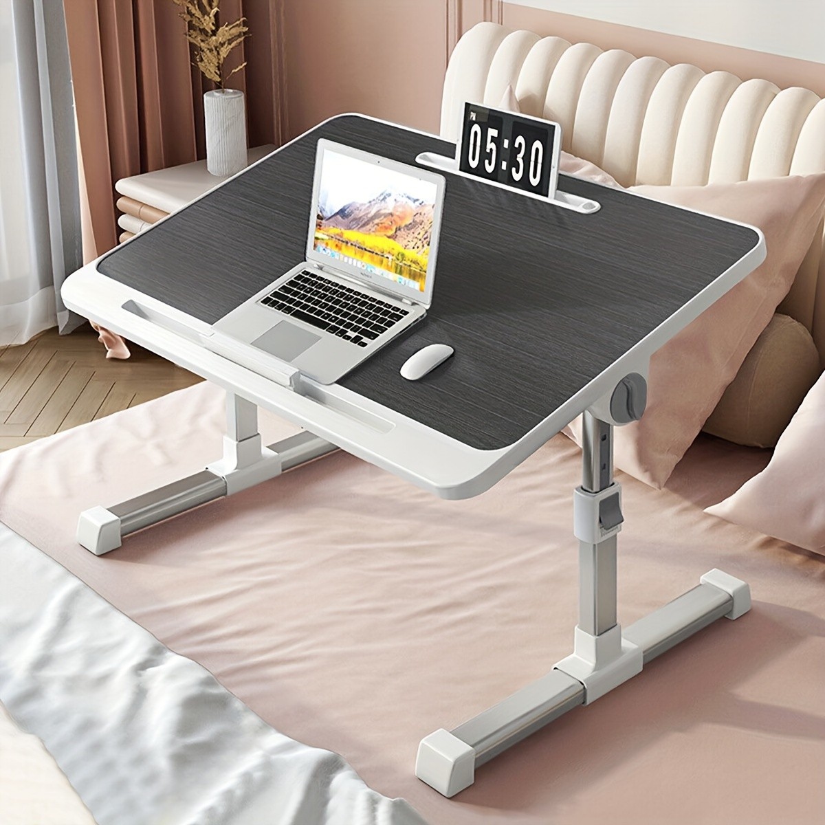 Adjustable Foldable Laptop Bed Table 60x40cm, Aluminum Alloy, Dual-Level Height Adjustment