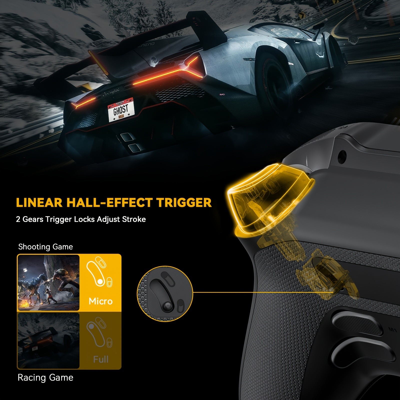 (No Drift) Interactive Screen Wireless Gaming Controller  iOS, Switch, PC, Android, Steam Deck Compatible