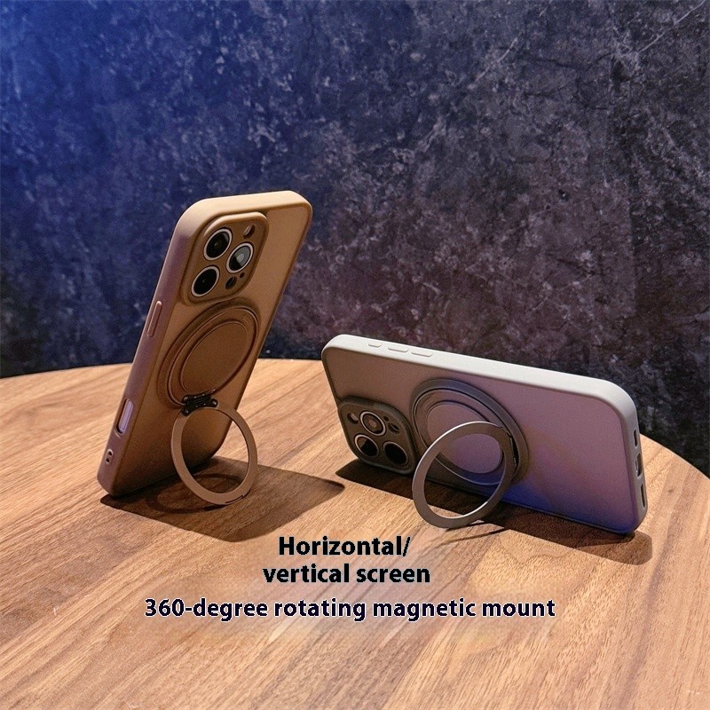 Skin-sensitive Magnetic Rotating Bracket Frosted Drop-resistant Phone Case