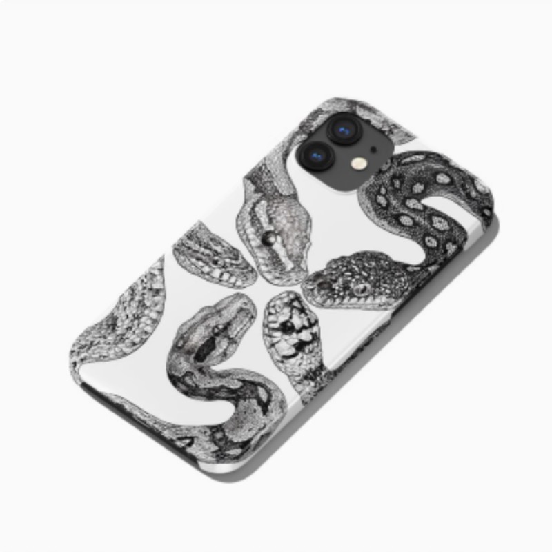 Black And White Niche Retro Python Illustration Phone Case