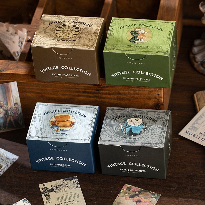 Retro Note Large Capacity Boxed Material Stickers