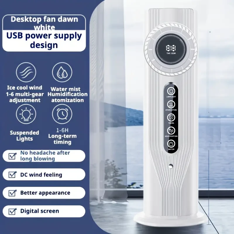 Portable USB Air Conditioner Fan with 6-Speed Settings