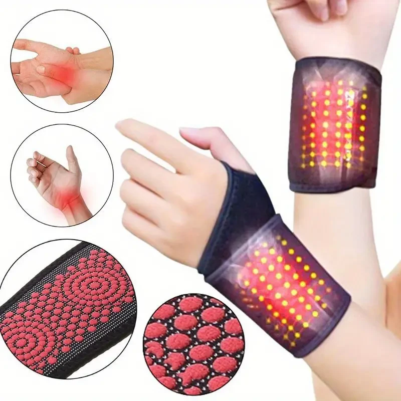 Magnetic Therapy Self-Heating Wrist Support Bracers - Heated Compression Wristbands