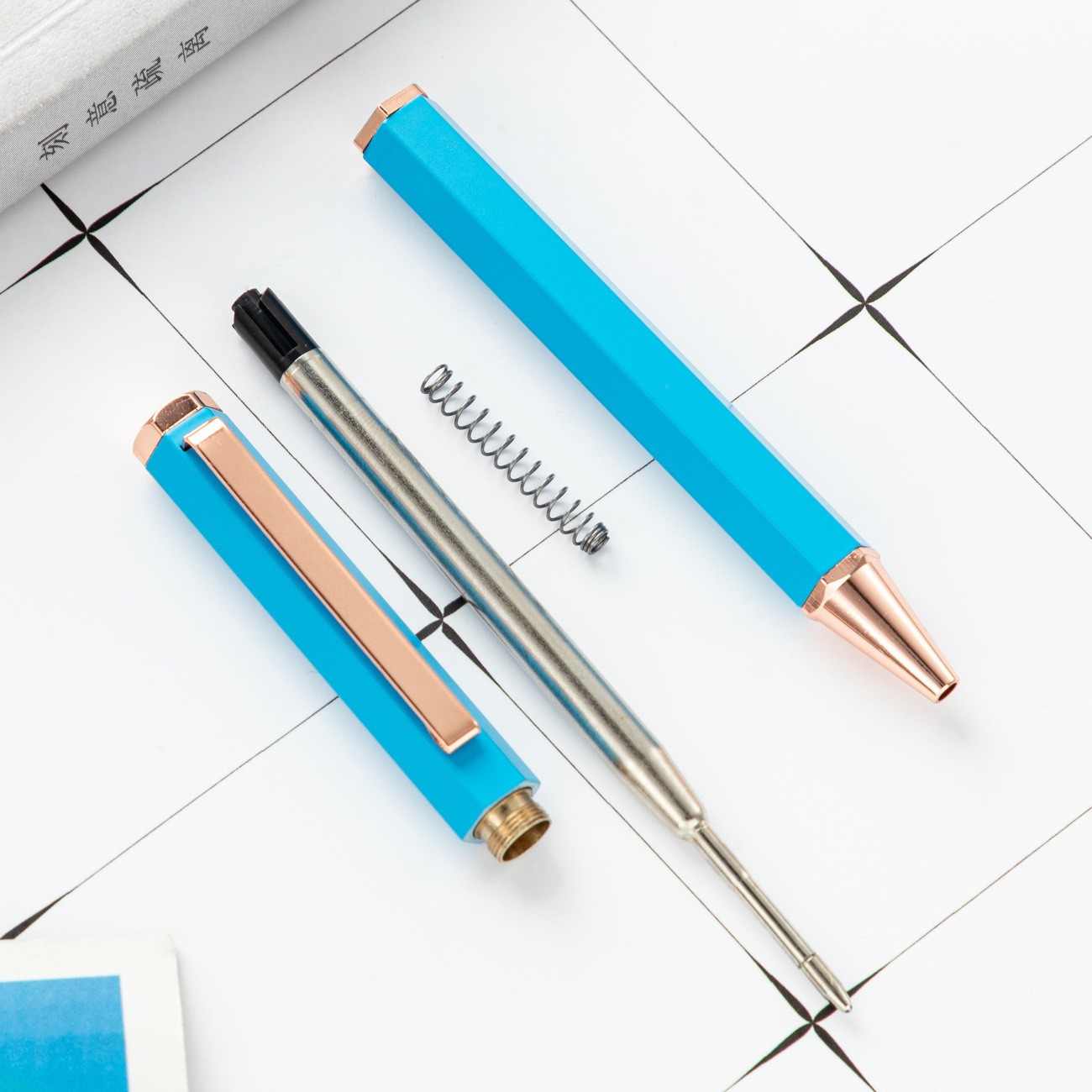 New Simple Six Angle Rod Metal Ball Point Pen