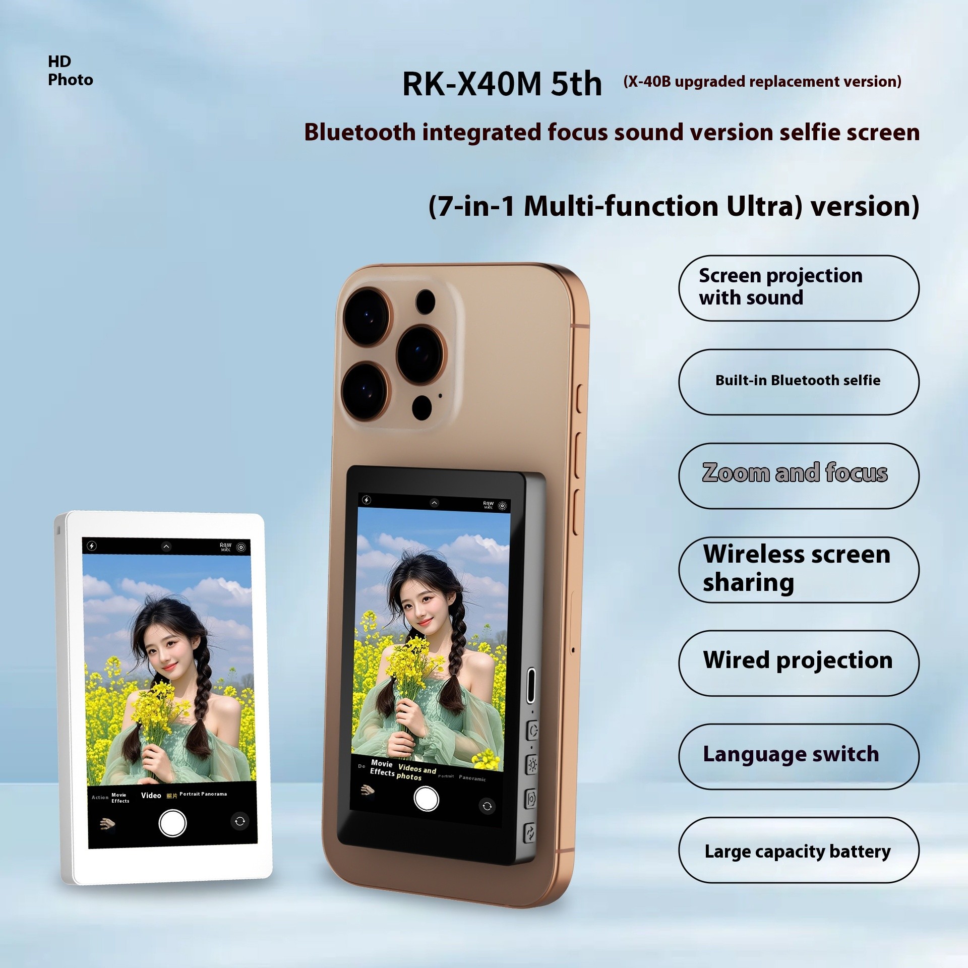 Mobile Phone Rear Magnetic Selfie Display Audio Zoom