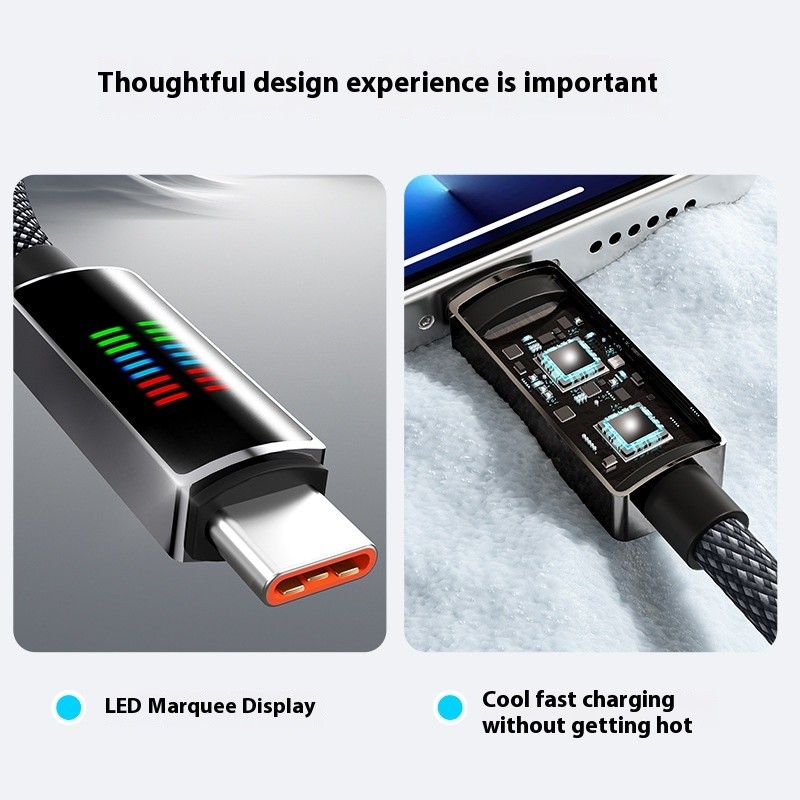 240W Super Fast Charge Type-C Horse Running Light Display Charging Cable