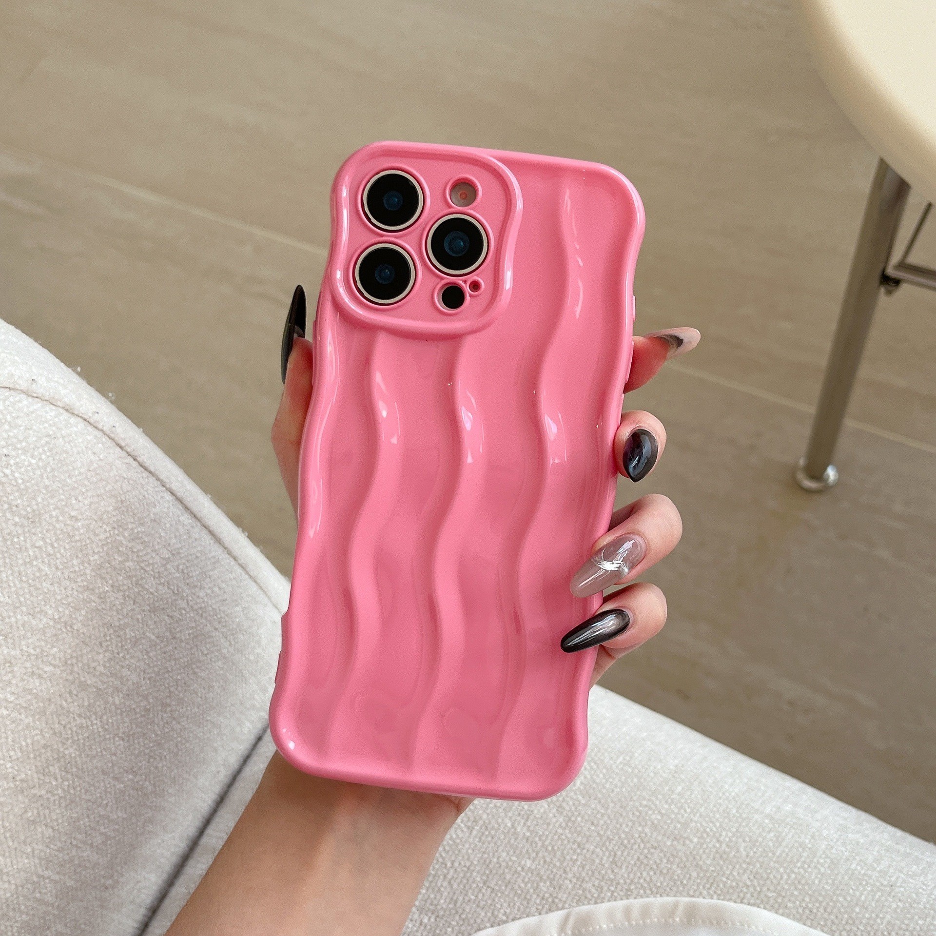 High-grade Wave Stripes Phone Case Solid Color Simple