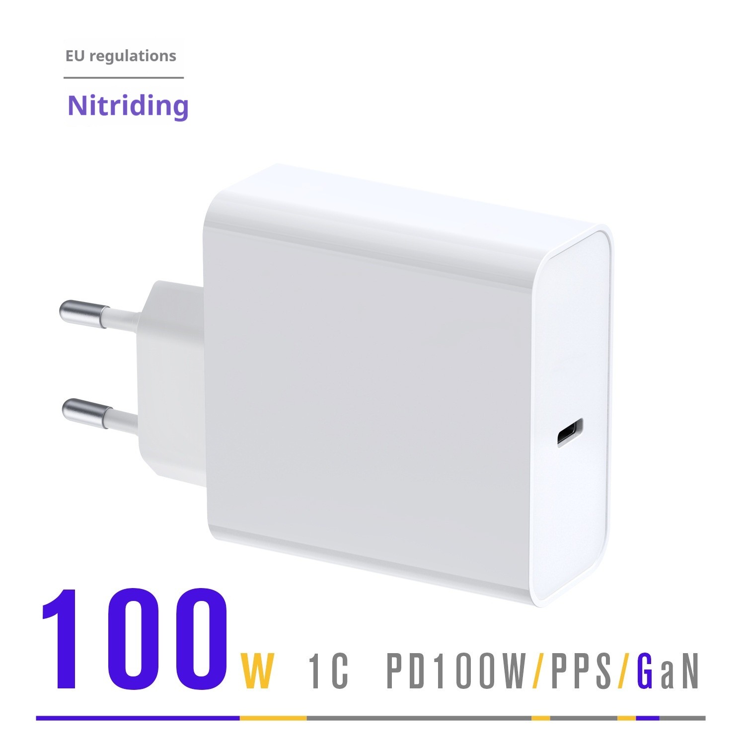 Pd100W W Gallium Nitride European Standard Single-port Adapter Camera Computer Equipment Fast Charging