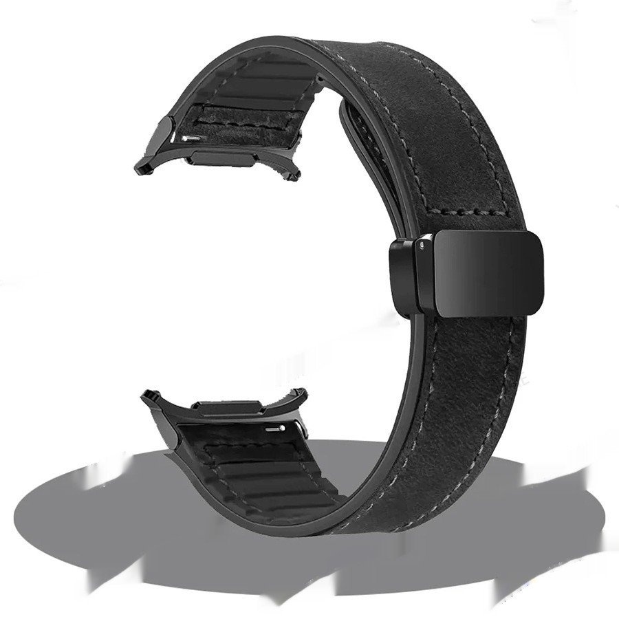 Galaxy Watch Magnetic Snap Strap Men's Silicone Leather