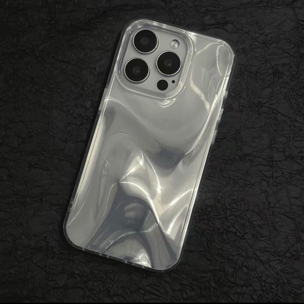 Gilding Satin Pattern Phone Case Blooming Pleated