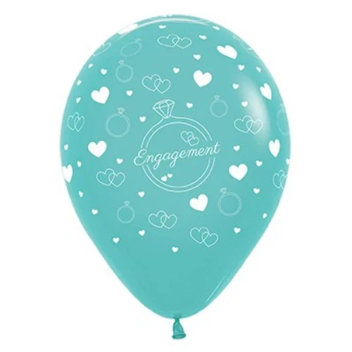 30cm Engagement Aquamarine 6PK Latex Balloons - Pack of 6
