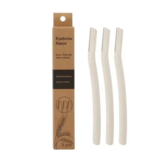 Eco Friendly Eyebrow Razors  Biodegradable Wheat Straw Material  3pcs