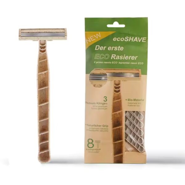 Eco Friendly Razors with 3 Blades  Biodegradable Wheat Straw Material  8pcs